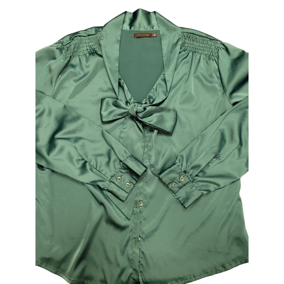 The Limited silk front tie blouse emerald green - Picture 5 of 9